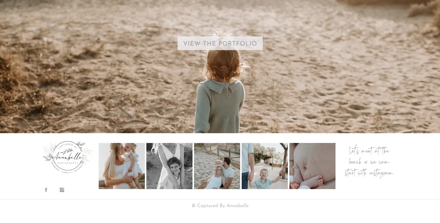 View the portfolio, with an Instagram strip and the logo in the footer
