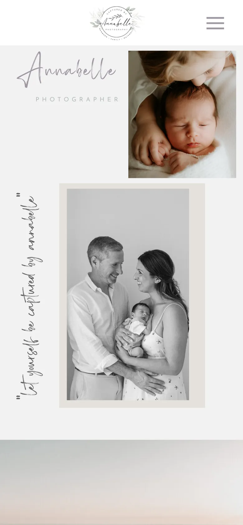 Captured by Annabelle homepage on mobile