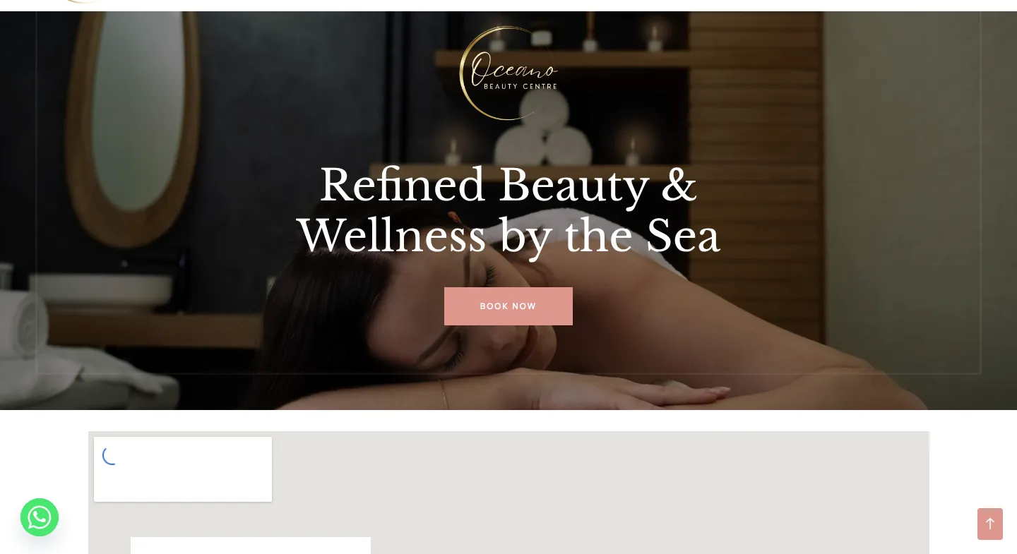 Refined beauty and wellness by the sea, with a book now button