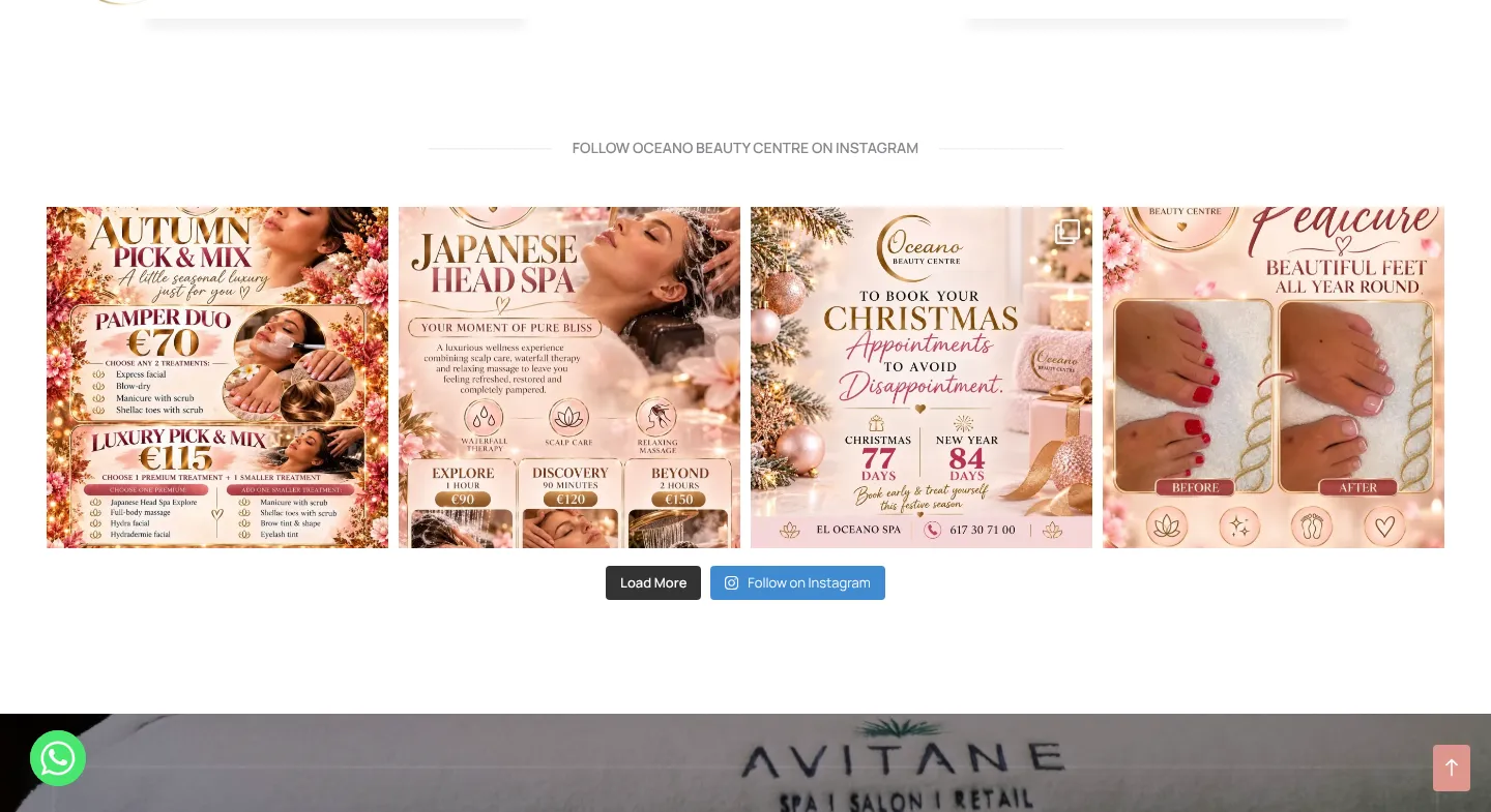 Instagram feed with seasonal offers designed for the salon