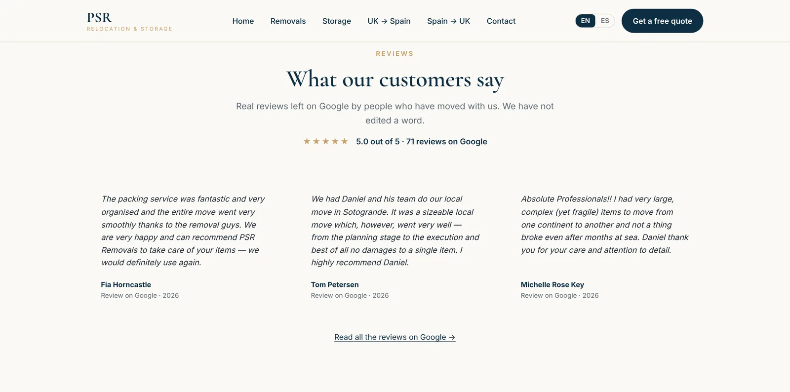 What our customers say: 5.0 out of 5 from 71 Google reviews