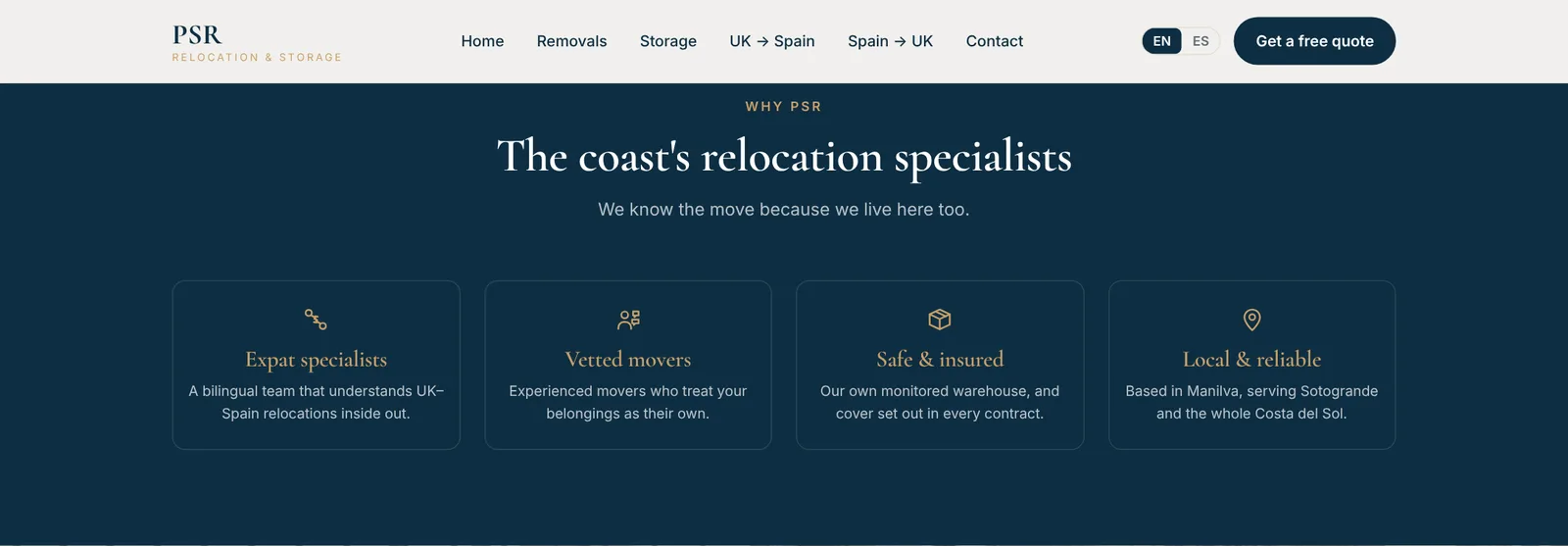Why PSR: expat specialists, vetted movers, safe and insured, local and reliable