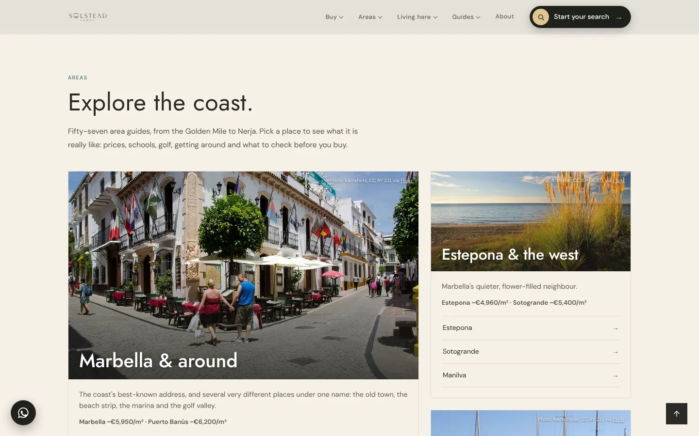 Explore the coast: area guides with prices per square metre