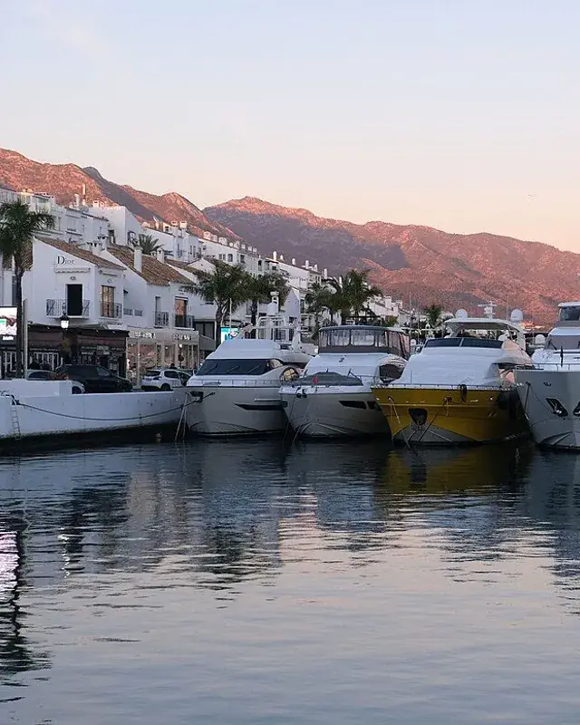 Puerto Banús marina at sunset