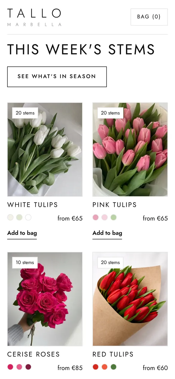 Product grid on mobile